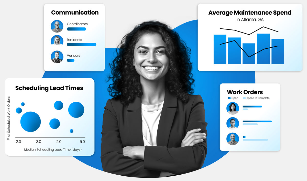 Confident property manager with successful communication, scheduling, maintenance spend, and fast maintenance repairs.