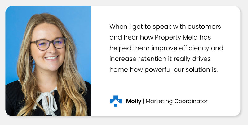 Happy Property Meld employee marketing coordinator